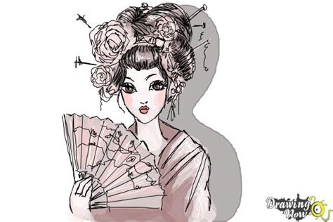 how to draw a geisha|How To Draw A Geisha And Create Epic Flowing Robes .